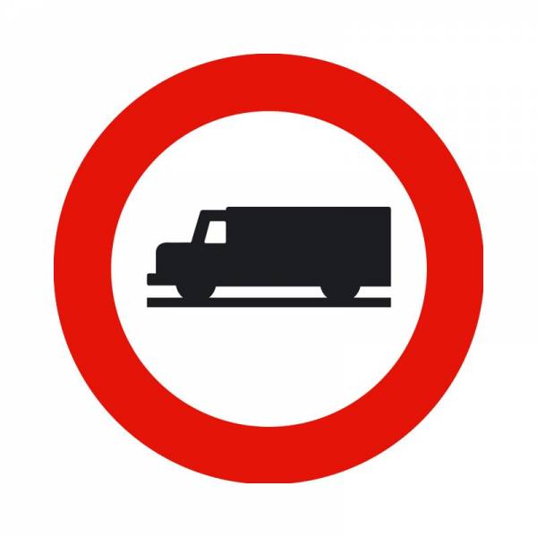Indica la prohibición de acceso a vehículos destinados al transporte de mercancías Indica la prohibición de acceso a vehículos destinados al transporte de mercancías