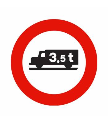 Indica la prohibición de acceso a vehículos destinados al transporte de mercancías de más de 3,5t