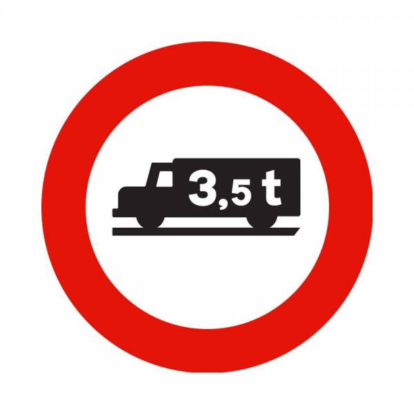 Indica la prohibición de acceso a vehículos destinados al transporte de mercancías de más de 3,5t Indica la prohibición de acceso a vehículos destinados al transporte de mercancías de más de 3,5t