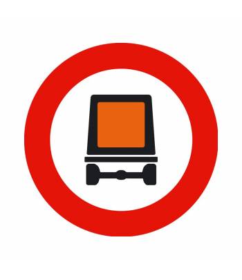 Indica la prohibición de acceso a vehículos destinados al transporte de mercancías peligrosas.