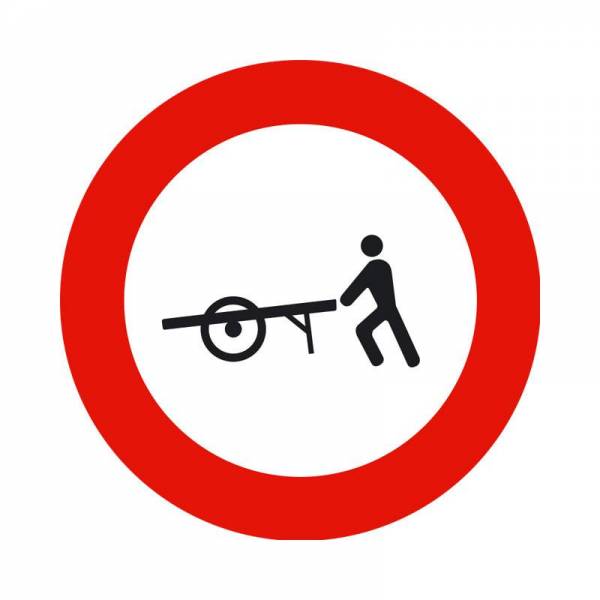 Indica la prohibición de acceso a un lugar, vía o camino a los carros de mano