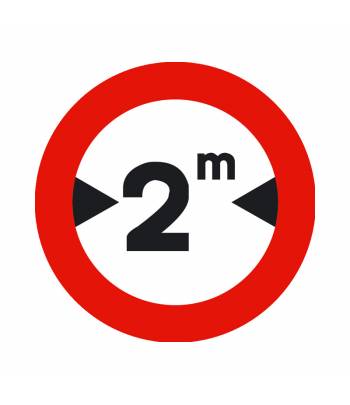 Indica la limitación de acceso a vehículos en función de la anchura total de los mismos Indica la limitación de acceso a vehículos en función de la anchura total de los mismos
