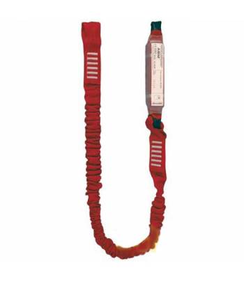 Cuerda elástica que incluye un absorbedor de energía. Puede utilizarse como un elemento de amarre.
