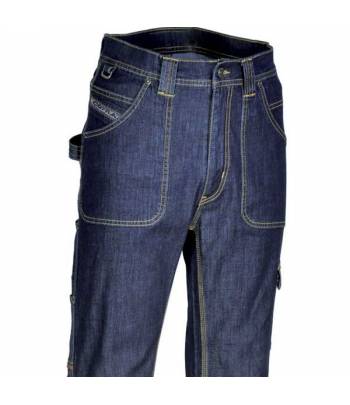 Pantalón de trabajo fabricado en tejido vaquero, muy resistente y transpirable. Cuenta con triple costura en todas las zonas. Pantalón de trabajo fabricado en tejido vaquero, muy resistente y transpirable. Cuenta con triple costura en todas las zonas.