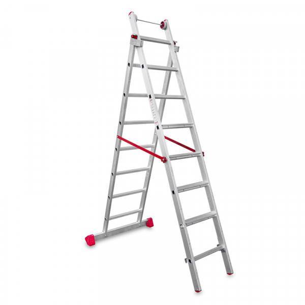 Escalera multiusos profesional ligera, con peldaños antideslizantes de 80 mm de profundidad,