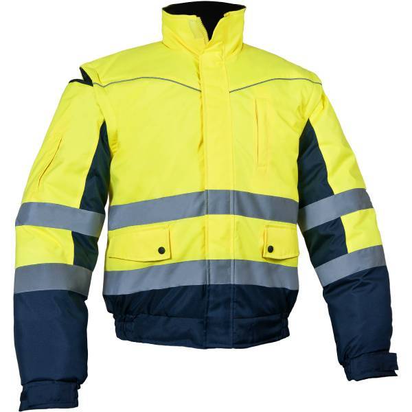 Cazadora de alta visibilidad impermeable, con capucha y mangas desmontables Cazadora de alta visibilidad impermeable, con capucha y mangas desmontables