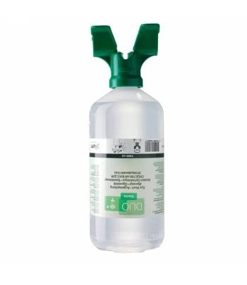 Botella lavaojos con solución salina y dosificador dual (1 litro) senyals