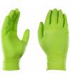 Caja de 50 guantes de nitrilo diamantado color verde.