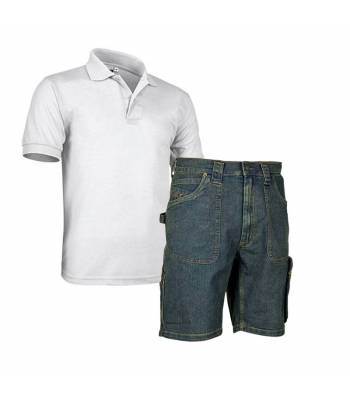 Conjunto de trabajo polo manga corta + bermudas vaqueras