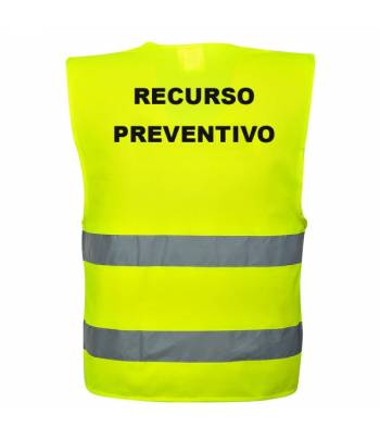 Chaleco reflectante con texto "Recurso preventivo"