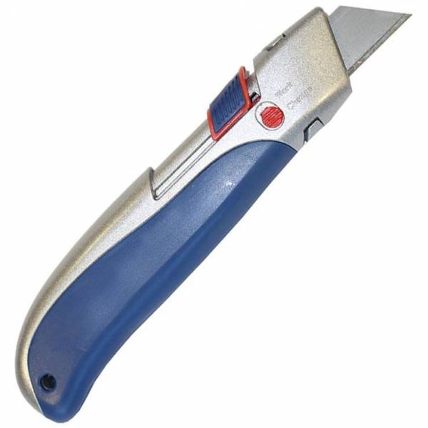 Cúter profesional con 5 cuchillas de recambio, superficie antideslizante,  cutter con hoja de 18 mm, bloqueo de segur