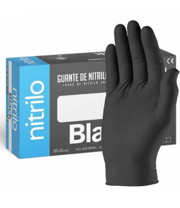 Caixa de 100 unidades de luvas descartáveis de nitrilo preto