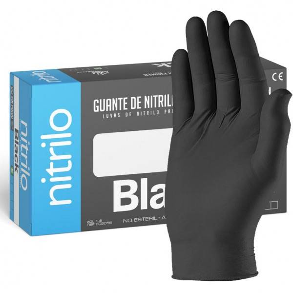 Caja de 100 uds. de guantes de nitrilo negro desechables