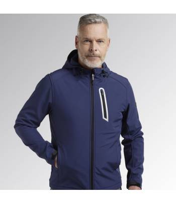 Softshell con capucha Diadora Sail en color azul Navi senyals