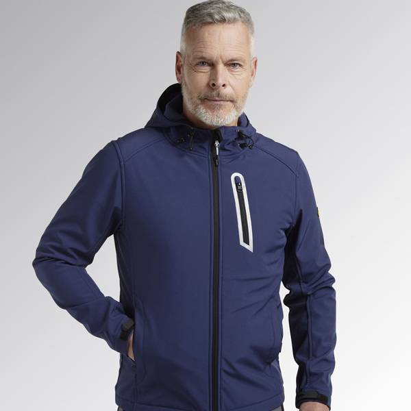 Softshell con capucha Diadora Sail en color azul Navi senyals